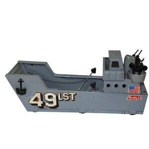 Vintage Buddy L Toy 49 LST WWII Navy Landing Ship Pressed Steel Japan War 1950s
